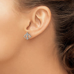 Sterling Silver CZ Bow & Arrow Post Earrings