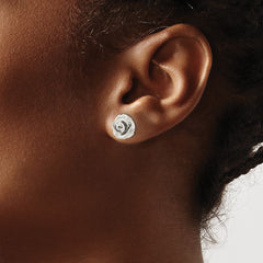 Sterling Silver Polished Rose Post Earrings - 2