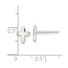 Sterling Silver Polished Latin Cross Post Earrings