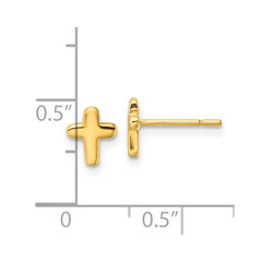 Sterling Silver Gold-tone Polished Cross Post Earrings
