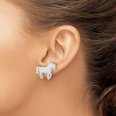 Sterling Silver Rhodium-plated Polished Horse Children's Post Earrings