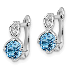 Sterling Silver Rhodium-plated Swiss BT/White Topaz Hinged Earrings - 2