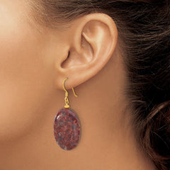Sterling Silver Gold-plated Brown Jasper Dangle Earrings