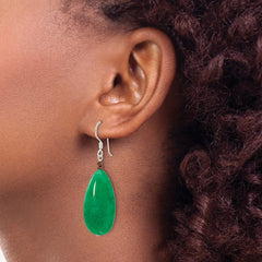Sterling Silver Green Jade/Hematite Bronze Color Base Metal Earrings