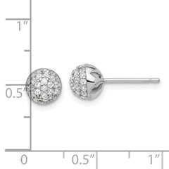 Sterling Silver Rhodium-plated Micro Pave CZ Ball Stud Earrings