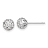 Sterling Silver Rhodium-plated Micro Pave CZ Ball Stud Earrings
