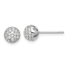 Sterling Silver Rhodium-plated Micro Pave CZ Ball Stud Earrings