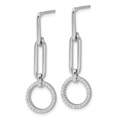 Pure Fire Sterling Silver Rhod-plated CZ Dangle Post Earrings - 2
