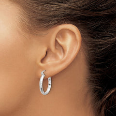 Sterling Silver Polished Textured Hoop Earrings - 4