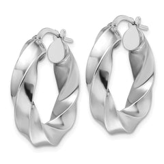 Sterling Silver Rhod-plated Polished 5.25mm Hollow Twisted Hoop Earrings - 2