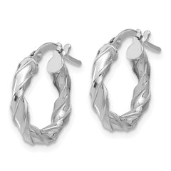 Sterling Silver Rhodium-plated Polished Twisted Hoop Earrings - 3