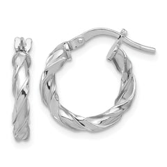 Sterling Silver Rhodium-plated Polished Twisted Hoop Earrings - 3