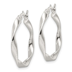 Sterling Silver Polished Twisted Hoop Earrings - 2