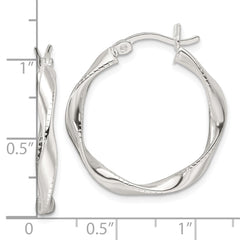 Sterling Silver Polished Twisted Hoop Earrings - 2