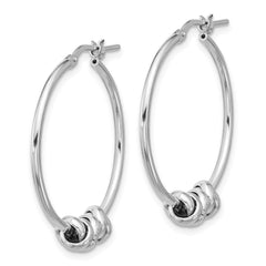 Sterling Silver Rhodium-plated Polished Love Knot Hoop Earrings - 2