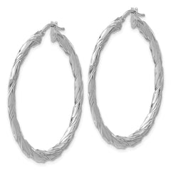 Sterling Silver RH-plated Polished and Textured Twisted Hoop Earrings - 6