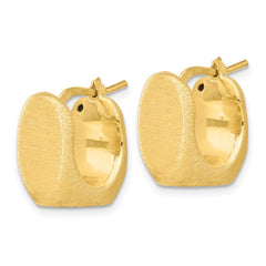 Sterling Silver Gold-Plated Brushed and Hollow Square Hoop Earrings