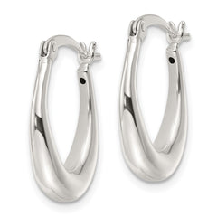 Sterling Silver Polished Oval Hoop Earrings - 2