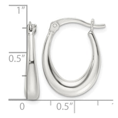 Sterling Silver Polished Oval Hoop Earrings - 2