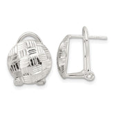 Sterling Silver Polished and Woven D/C Circle Omega Back Post Earrings