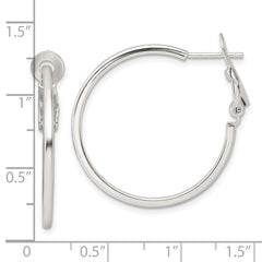 Sterling Silver Polished 1.75mm Omega Back Round Hoop Earrings