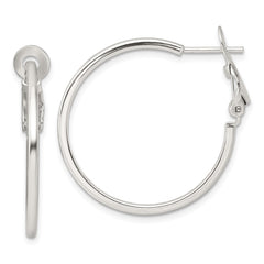 Sterling Silver Polished 1.75mm Omega Back Round Hoop Earrings