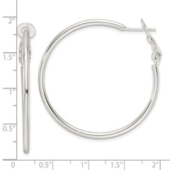 Sterling Silver Polished 41x2mm Omega Back Round Hoop Earrings
