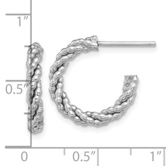 Sterling Silver Rhodium-plated Textured Twisted C-Hoop Earrings - 4