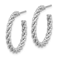 Sterling Silver Rhodium-plated Textured Twisted C-Hoop Earrings - 3