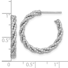 Sterling Silver Rhodium-plated Textured Twisted C-Hoop Earrings - 3