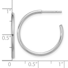 Sterling Silver Rhodium-plated Polished Hollow Tube C-Hoop Earrings - 2