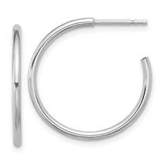 Sterling Silver Rhodium-plated Polished Hollow Tube C-Hoop Earrings - 2