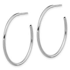Sterling Silver Rhodium-plated Polished Hollow Tube C-Hoop Earrings - 3