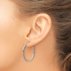 Sterling Silver Rhodium-plated Polished Hollow Tube C-Hoop Earrings - 3