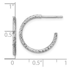 Sterling Silver Rhodium-plated D/C Hollow Tube C-Hoop Earrings - 2