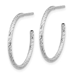 Sterling Silver Rhodium-plated D/C Hollow Tube C-Hoop Earrings - 3