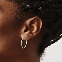 Sterling Silver Rhodium-plated D/C Hollow Tube C-Hoop Earrings - 3