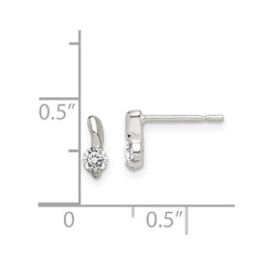 Sterling Silver Polished CZ Post Earrings