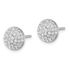 Sterling Silver Rhodium-plated Pavâ CZ Domed Post Earrings