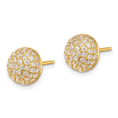 Sterling Silver Gold-tone Pavâ CZ Domed Post Earrings