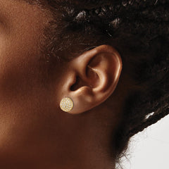 Sterling Silver Gold-tone Pavâ CZ Domed Post Earrings