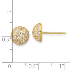 Sterling Silver Gold-tone Pavâ CZ Domed Post Earrings