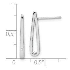 Sterling Silver Rhodium-plated Polished CZ Teardrop Post Earrings