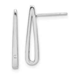 Sterling Silver Rhodium-plated Polished CZ Teardrop Post Earrings