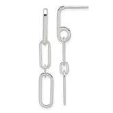Sterling Silver E-coated Paperclip Link Post Dangle Earrings - 2