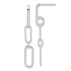 Sterling Silver E-coated Paperclip Link Post Dangle Earrings - 2