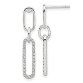 Sterling Silver E-coated CZ Post Dangle Earrings - 2