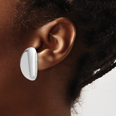 Sterling Silver Rhodium-plated Polished Concave Disc Post Earrings