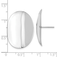 Sterling Silver Rhodium-plated Polished Concave Disc Post Earrings