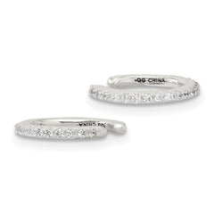 Sterling Silver E-Coating Polished CZ Pair of 2 Cuff Earrings
